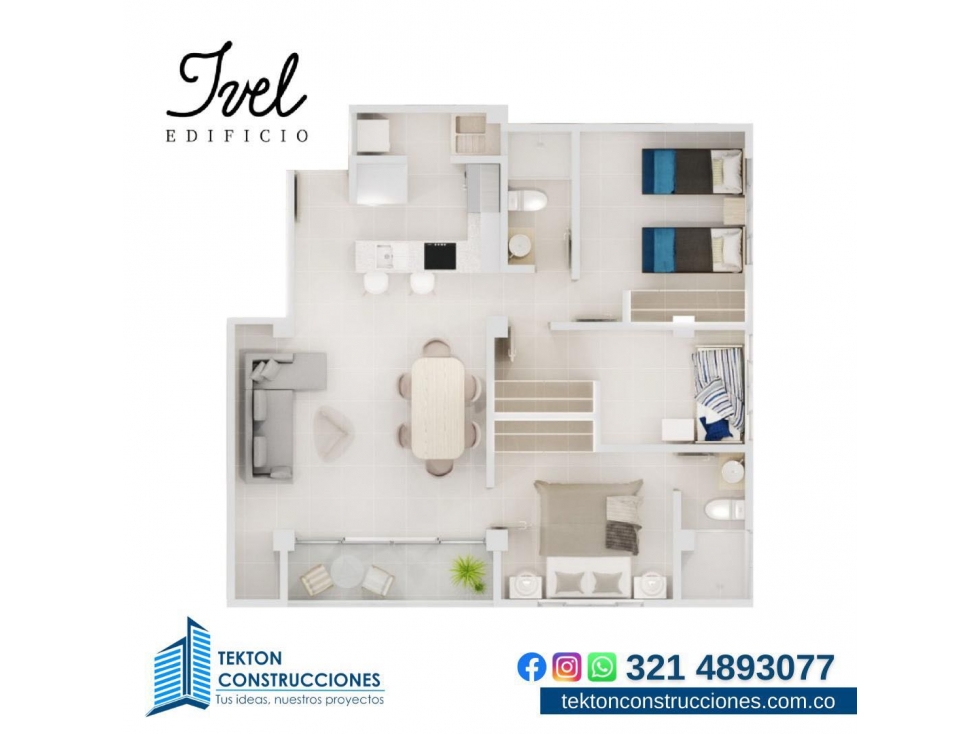 VENTA DE APARTAMENTO 81m2 ESPACIOS AMPLIOS EN EDIFICIO IVEL, TURBACO - 6