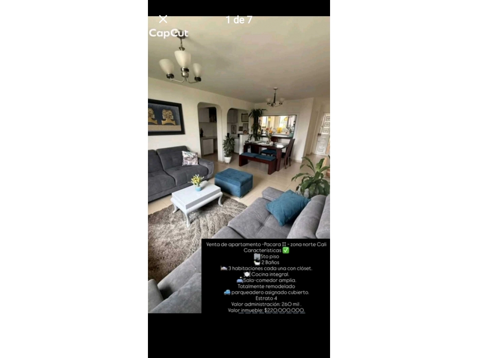 Venta de Apartamento en pacara norte de cali