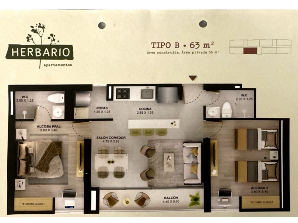 Venta de apartamento Obra Gris~ en Itagüi - Urbanización Herbario — foto 3