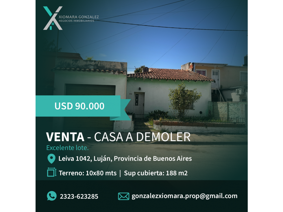 VENTA DE CASA SOBRE CALLE LEIVA LUJAN BsAs