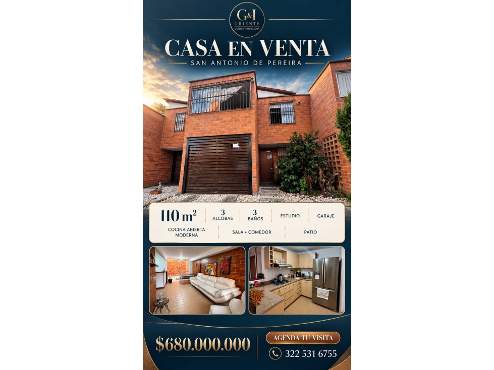 VENTA DE CASA EN SAN ANTONIO DE PEREIRA
