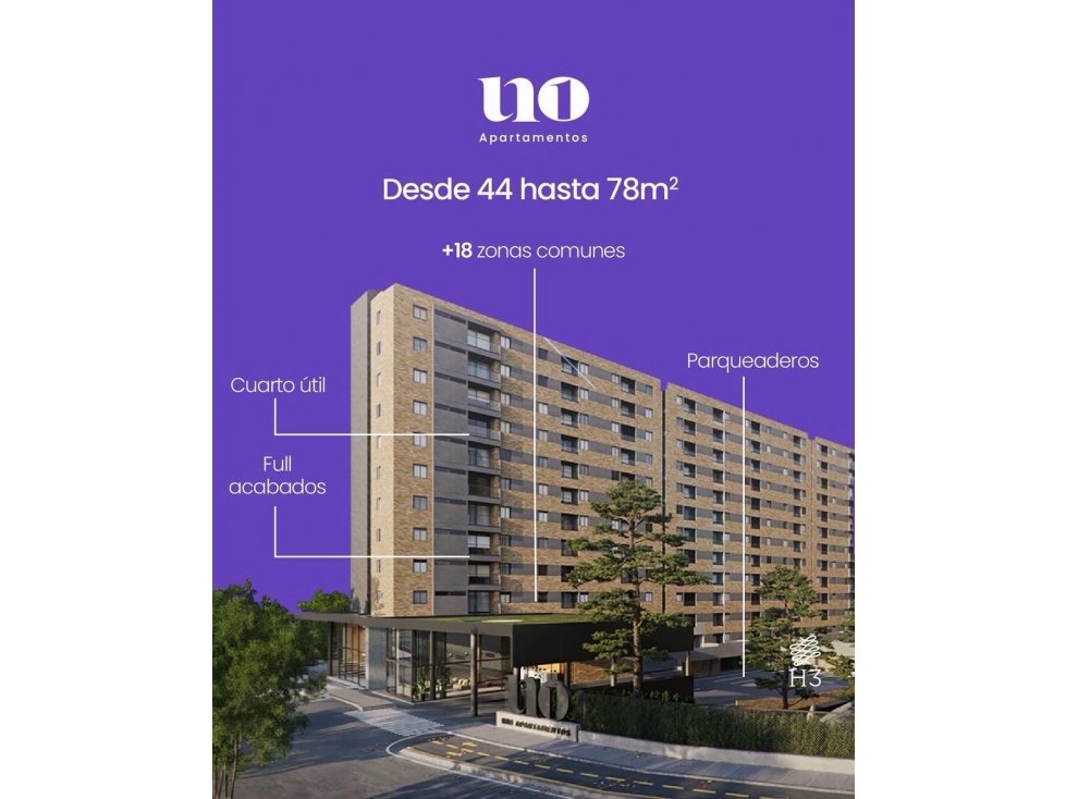 Venta de Cesión de Derechos en UNO Apartamentos$50 Millones mas Barato