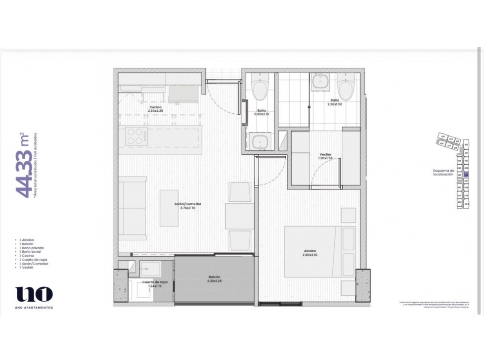 Venta de Cesión de Derechos en UNO Apartamentos$50 Millones mas Barato — foto 2