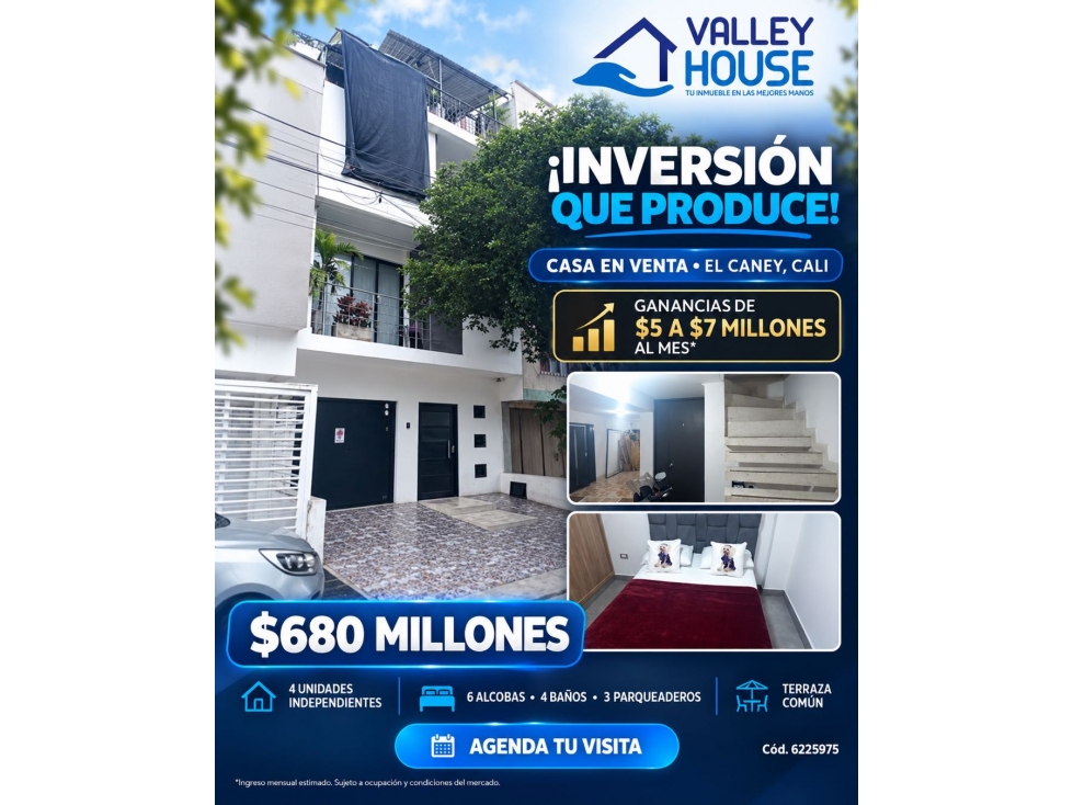 VENTA DE EXCELENTE CASA EN CALI EN EL BARRIO CANEY INVERSION
