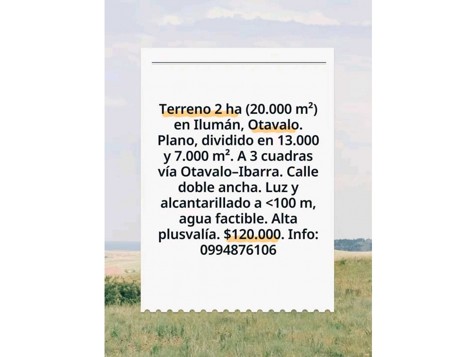 VENTA DE TERRENO EN OTAVALO SECTOR ILUMÁN- San Luis de Agualongo - 1