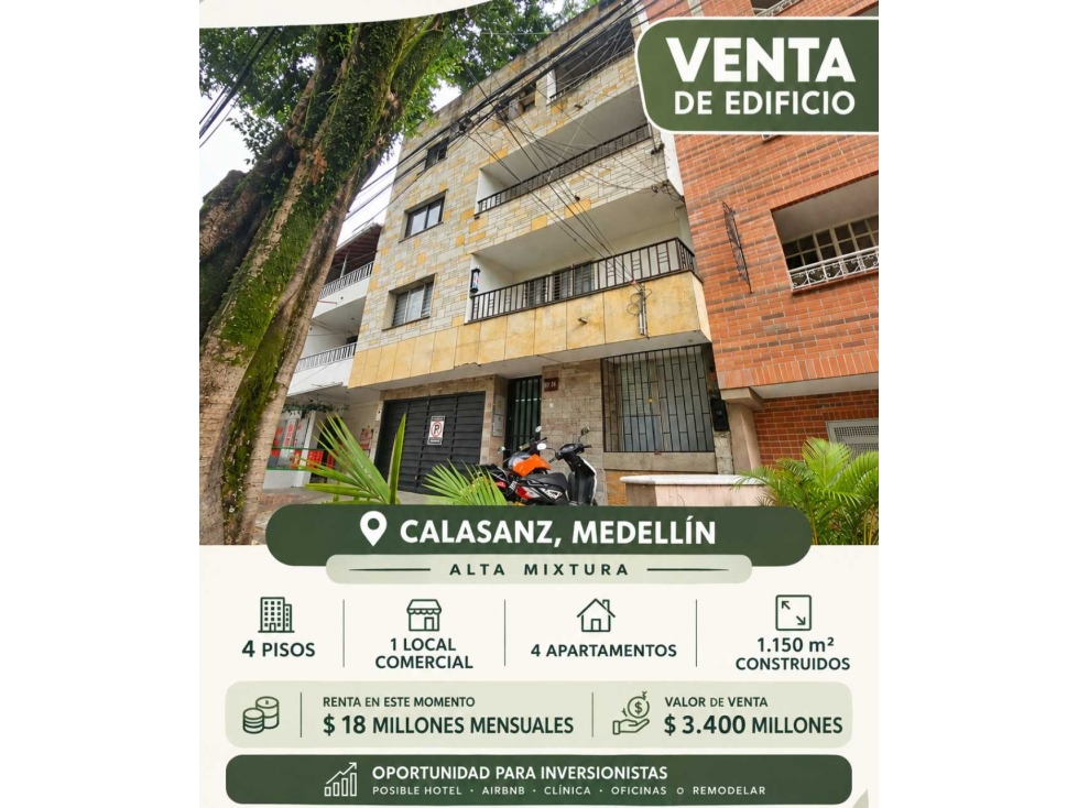 VENTA EDIFICIO ALTA MIXTURA CALASANZ MEDELLÍN