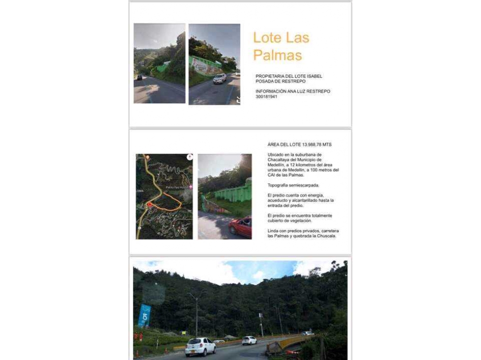 Venta lote en las Palmas Medellín