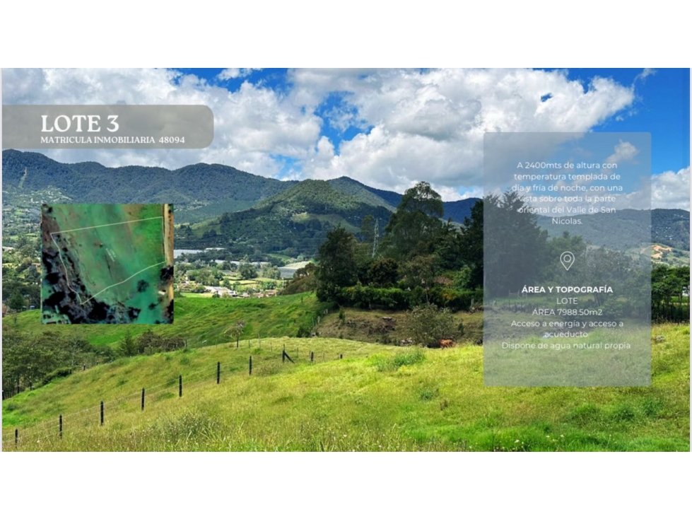 Venta lote en Rionegro de 7.989 m² con vista y agua propia - 1