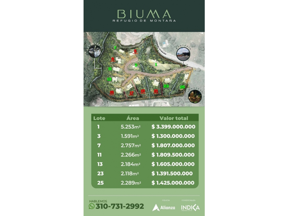 Venta lotes loma del tesoro parte alta