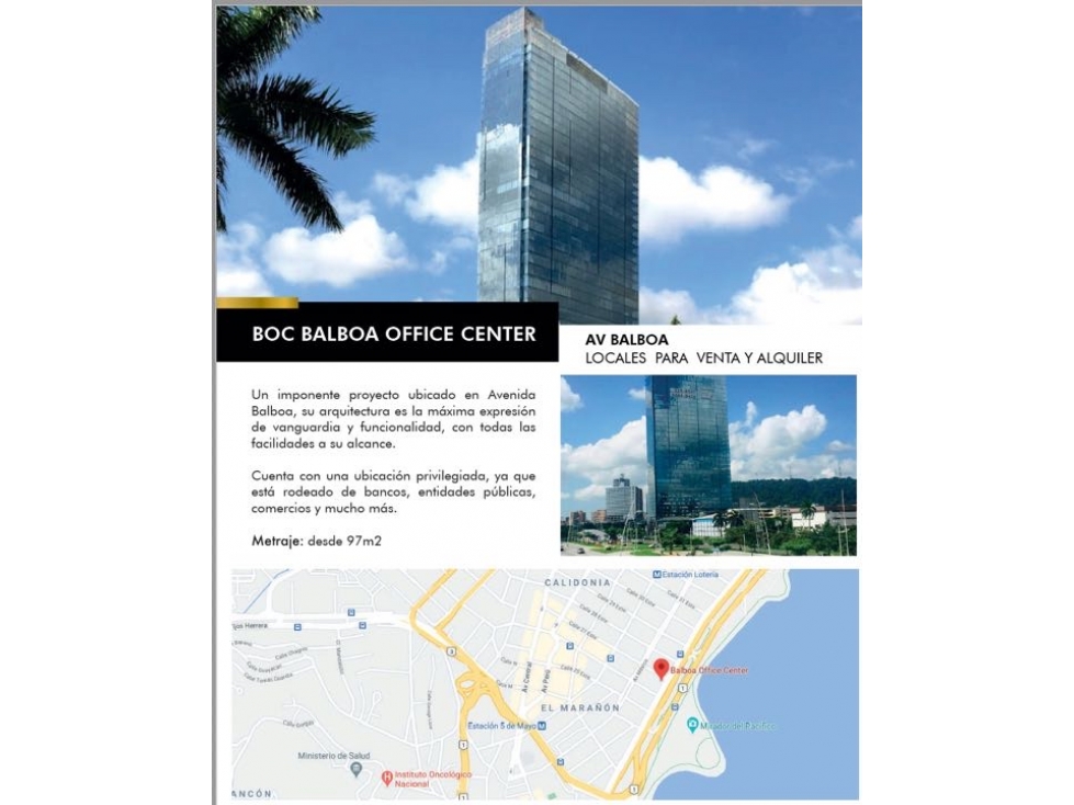 VENTA Y ALQUILER DE LOCALES TORRE INTERPLUS BOC AVENIDA BALBOA - 1