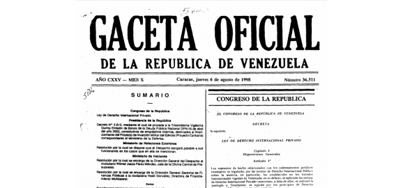 gaceta oficial 36511 ley de derecho internacional privado 1998