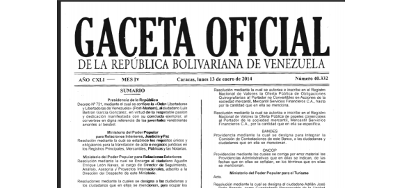 gaceta oficial de la republica bolivariana de venezuela numero 40332 resolucion no 019 saren